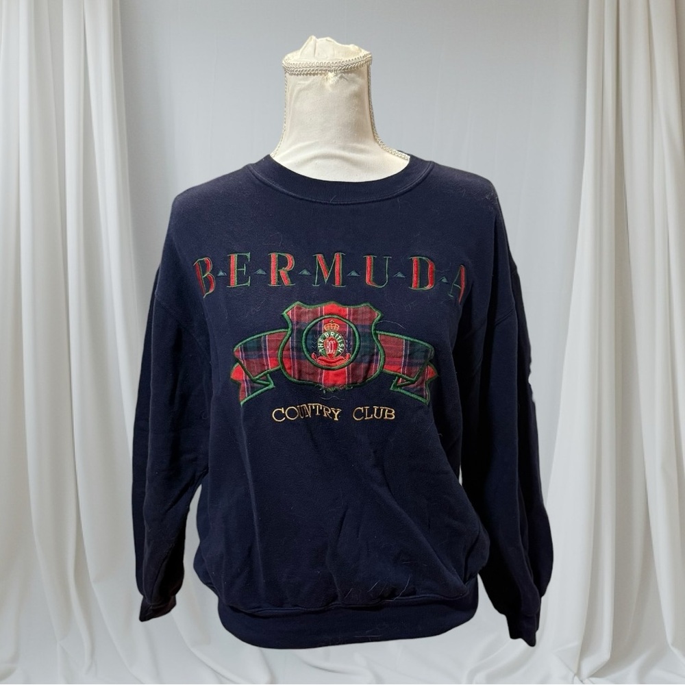 Vintage Bermuda‎ Country Club Sweatshirt Capital USA Navy Crewneck